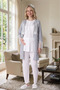 New Season Gray Ecru Summer Lace Polka Dot Short Sleeve Buttoned Maternity Dressing Gown Pajama Set - 4