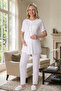 New Season Gray Ecru Summer Lace Polka Dot Short Sleeve Buttoned Maternity Dressing Gown Pajama Set - 7