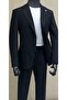 Suit Slim Fit Casual Sports Jacket Trousers Black - 6