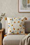 100% Cotton Piece Buldan Handmade Flower and Leaf Wreath D Patterned Embroidered P Tasseled K Cushion Cover 42X42 cm - 6