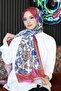 شال قطن برتقالي بنمط الأزهار - 3