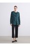 Two Mt Shop Quality Lcw Grace Green Viscose Patterned Tie Collar Long Sleeve Women's Blouse - 2