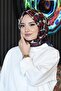 وشاح قطني بنقشة حلقات، باللون الأحمر - 3