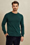 Brekka Dark Green 100% Cotton Round Neck Knitwear - 4