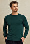 Brekka Dark Green 100% Cotton Round Neck Knitwear - 5