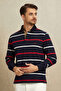 Wallowa Navy Blue - Red 100% Cotton Velvet Collar Sweatshirt - 4