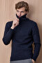 Fister Navy Blue Cotton Zippered Knitwear
