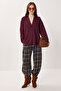 Oversize Embroidered Woven Shirt Ldz0062 Mürdüm - 3