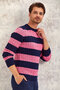 Burton Navy Blue - Pink 100% Cotton Round Neck Knitwear - 6