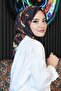 وشاح قطني بنقشة أوراق شجر، باللون الأصفر