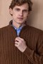 Dramen Tobacco Color 100% Cotton Zippered Knitwear - 2