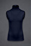 Women's Zero Sleeve Half Turtleneck Combed Cotton Stretch Fabric Body - Navy Blue - 6