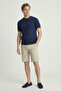 Braganzo Navy Blue 100% Cotton Crew Neck Short Sleeve Knitwear - 2