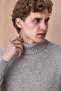 Grandi Light Gray 100% Cotton Round Neck Sweater - 2