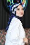 مخطط وشاح ناعم أزرق اللون قطن