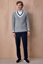 Heimar Gray 100% Cotton V-Neck Knitwear - 3