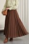 Elastic Waist Skirt - Brown - 3