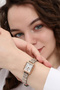 Maiar Square Case Rose Silver Cord Women's Wristwatch - 5