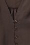 V-Neck Buttoned Long Back Shirt -Brown - 6