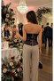 Zipper Detail Sequined Strapless Wedding Invitation Evening Dress Bluz Brown 35788*Lu - 2