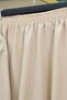 Linen Look Suit with Lace-Up Front and Elastic Waist Skirt -Beige - 7