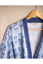 Emeline 100% Cotton Women's Muslin Bathrobe - White/Navy - 4