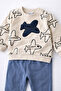 Baby Boy Airplane Embroidered Top and Bottom Set 2 Thread Non-Embroidered Seasonal Tracksuit Set 3-12 Months - 5