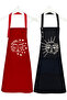 Kitchen Apron Set of 2 Black Red Stain-Resistant Water-Repellent Fabric Fade-Resistant Print Dowry Gift Apron - 3