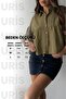 Women's Khaki Short Balloon Muslin Fabric Premium Shirt - 5