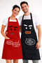Kitchen Apron Set of 2 Black Red Stain Resistant Water Repellent Fabric Women Men Print Dowry Apron - 2