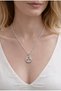 Steel Silver Color Zircon Stone Flower Patterned Medallion Women's Necklace