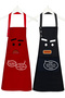 Kitchen Apron Set of 2 Black Red Stain Resistant Water Repellent Fabric Women Men Print Dowry Apron - 3
