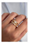 Brass Adjustable Gold Color Zircon Stone 2-Piece Appearance Bow Ring (Timya/1395) 190893 - 2