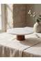 FARALYA CONCEPT NATURAL WHITE MARBLE WOOD-LEGGED CAKE STAND 28 CM SERVING CAKE PLATE