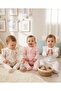 Patterned Zippered Baby Girl 3-Piece Cotton Romper Set with Ruffle Detail on the Sleeves
