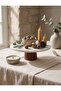 FARALYA CONCEPT NATURAL WHITE MARBLE WOOD-LEGGED CAKE STAND 28 CM SERVING CAKE PLATE - 3