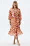 Long Sleeve Patterned Midi Shirt Dress - 5