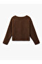 Long Sleeve Buttoned Pocket Detailed Crew Neck Plush Jacket - 4