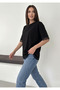 Women's Lace Detailed Crew Neck Oversize T-Shirt - 4