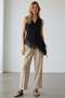 Black Lace-Detail V-Neck Buttoned Woven Vest ALC-X15387
