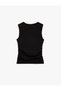 Cotton Slim Fit Drape Detailed Square Neck Tank Top - 4