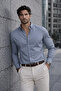 Oxford Fabric Lycra Long Sleeve Shirt - Smoked