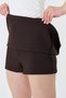 Shorts Skirt Women's Skirt with Shorts Mini Metal Buckle Belted Waistband Side Zipper Brown Fabric - 5