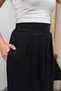 Pleated Wide Leg Linen Palazzo Trousers with Elastic Waist at the Back 8980 - Black - 4