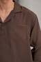 Sartre Apaş Yaka Tek Pocketed Slim m Modal Fabric O Oversized Long Sleeve Summer Shirt - Brown - 2