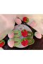Set of 4 Red Strawberry Pink Buckles - Hand Knitted