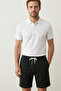 Cotton Men's Black Casual Shorts Side Pocket Lace-Up Regular Fit Pipe Leg Casual Bermuda 2 Thread - 5