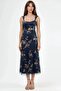 Floral Print Midi Dress with Heart Neckline - 6