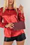 Plum Evening Bag, Satin Look Gold Clip Clutch Bag, Chain Strap Women's Evening Bag