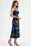 Floral Print Midi Dress with Heart Neckline - 3
